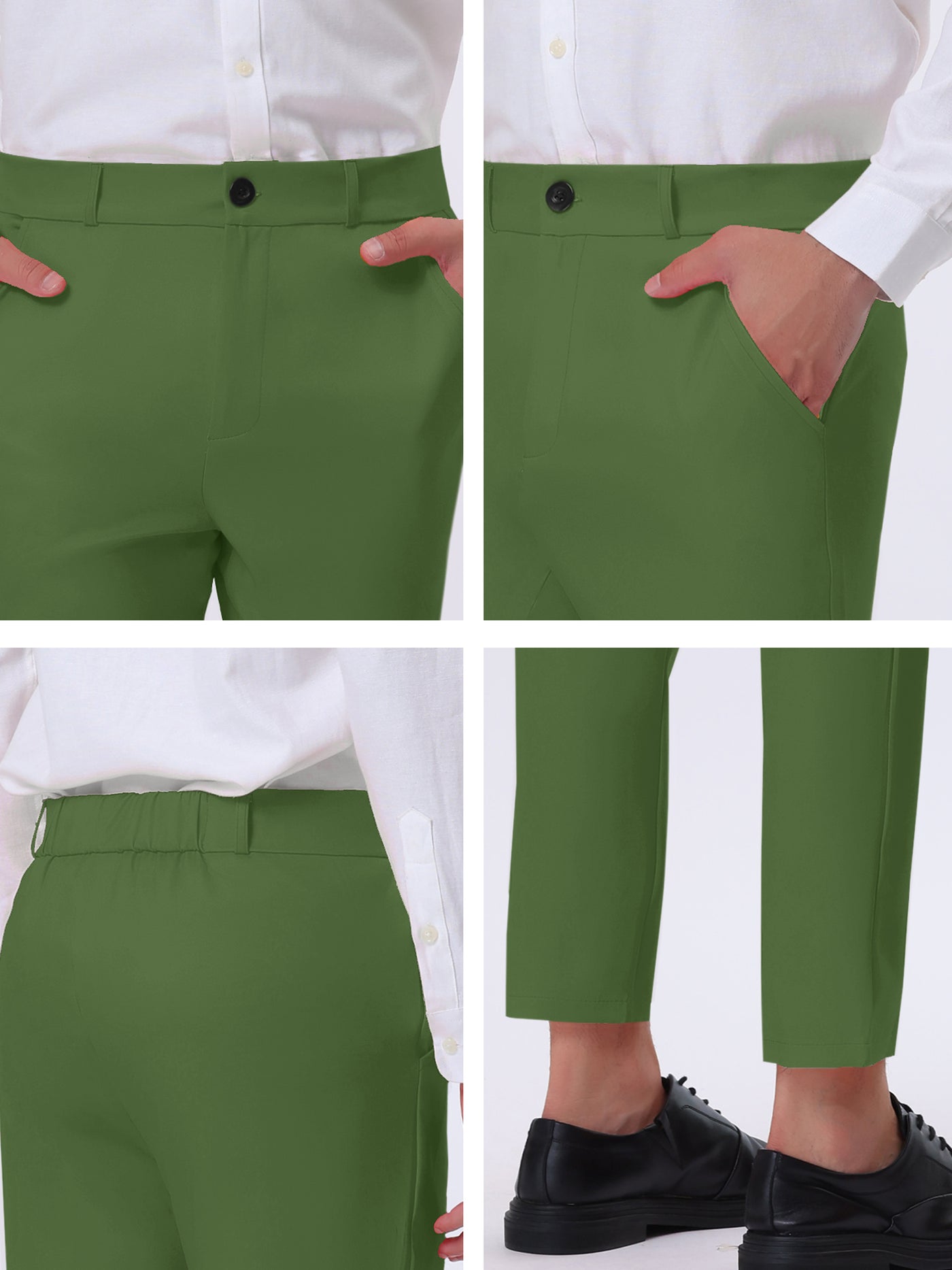 Bublédon Men's Cropped Pants Regular Fit Business Ankle-Length Dress Trousers