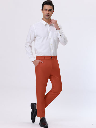 Men's Cropped Pants Regular Fit Business Ankle-Length Dress Trousers