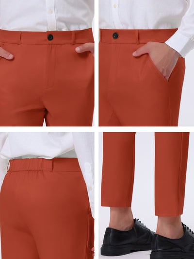 Men's Cropped Pants Regular Fit Business Ankle-Length Dress Trousers