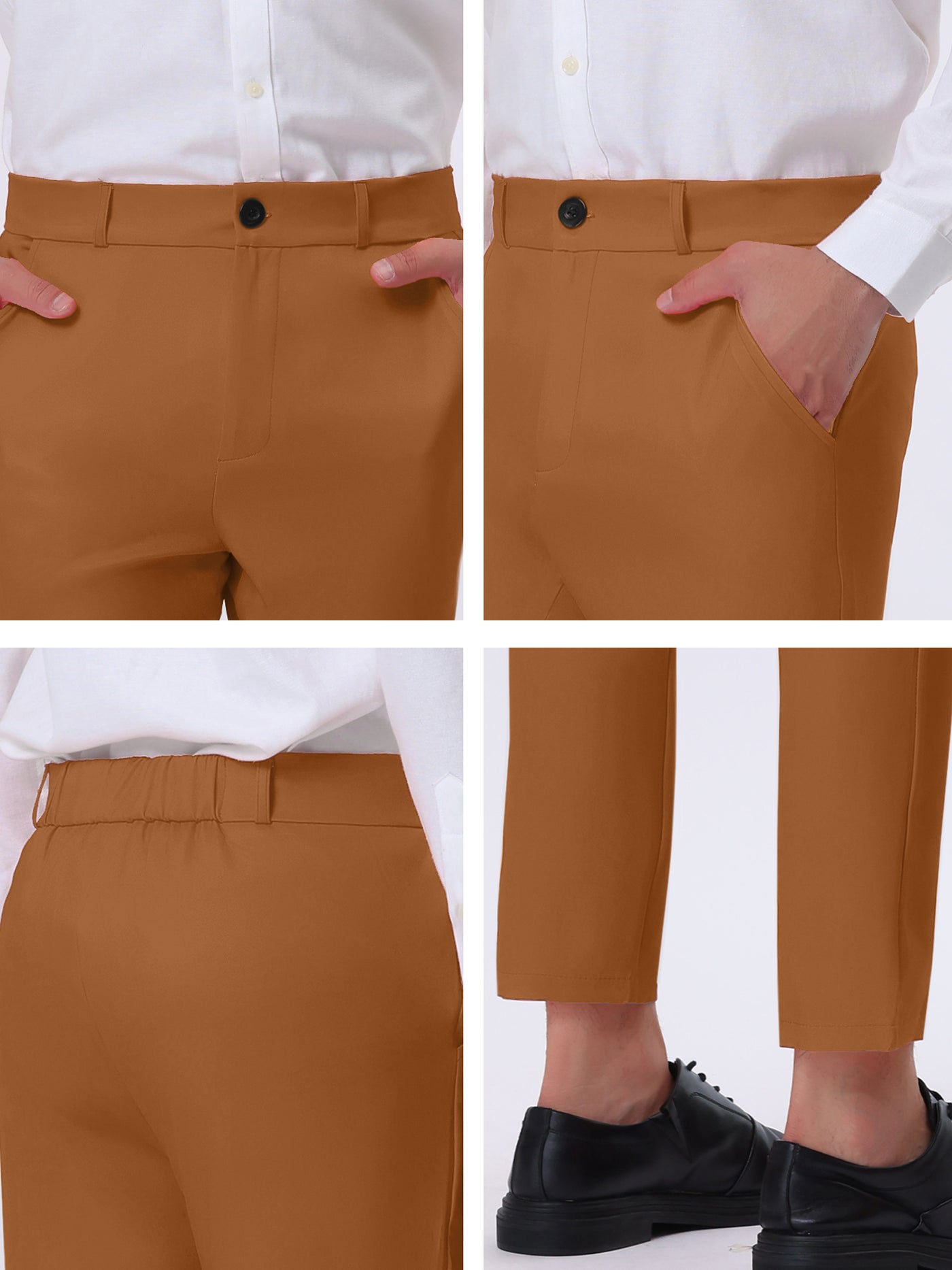 Bublédon Men's Cropped Pants Regular Fit Business Ankle-Length Dress Trousers