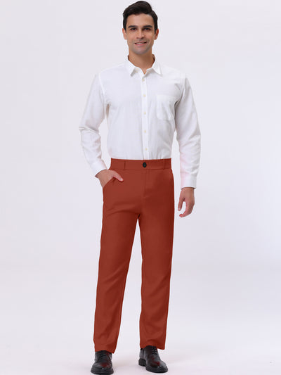 Classic Solid Color Mid Rise Full Length Dress Pants