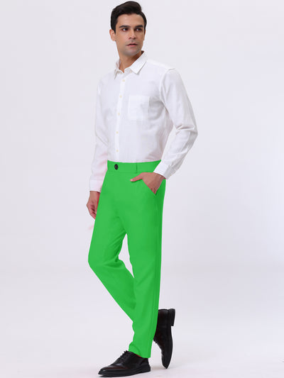 Men's Formal Flat Front Straight Fit Solid Color Wedding Prom Pants