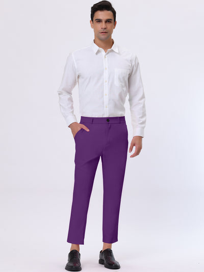 Men's Dress Cropped Pants Ankle Length Solid Classic Fit Business Trousers