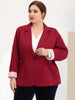 Spandex X Line Notched Lapel Long Sleeve Blazer