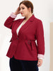 Spandex X Line Notched Lapel Long Sleeve Blazer