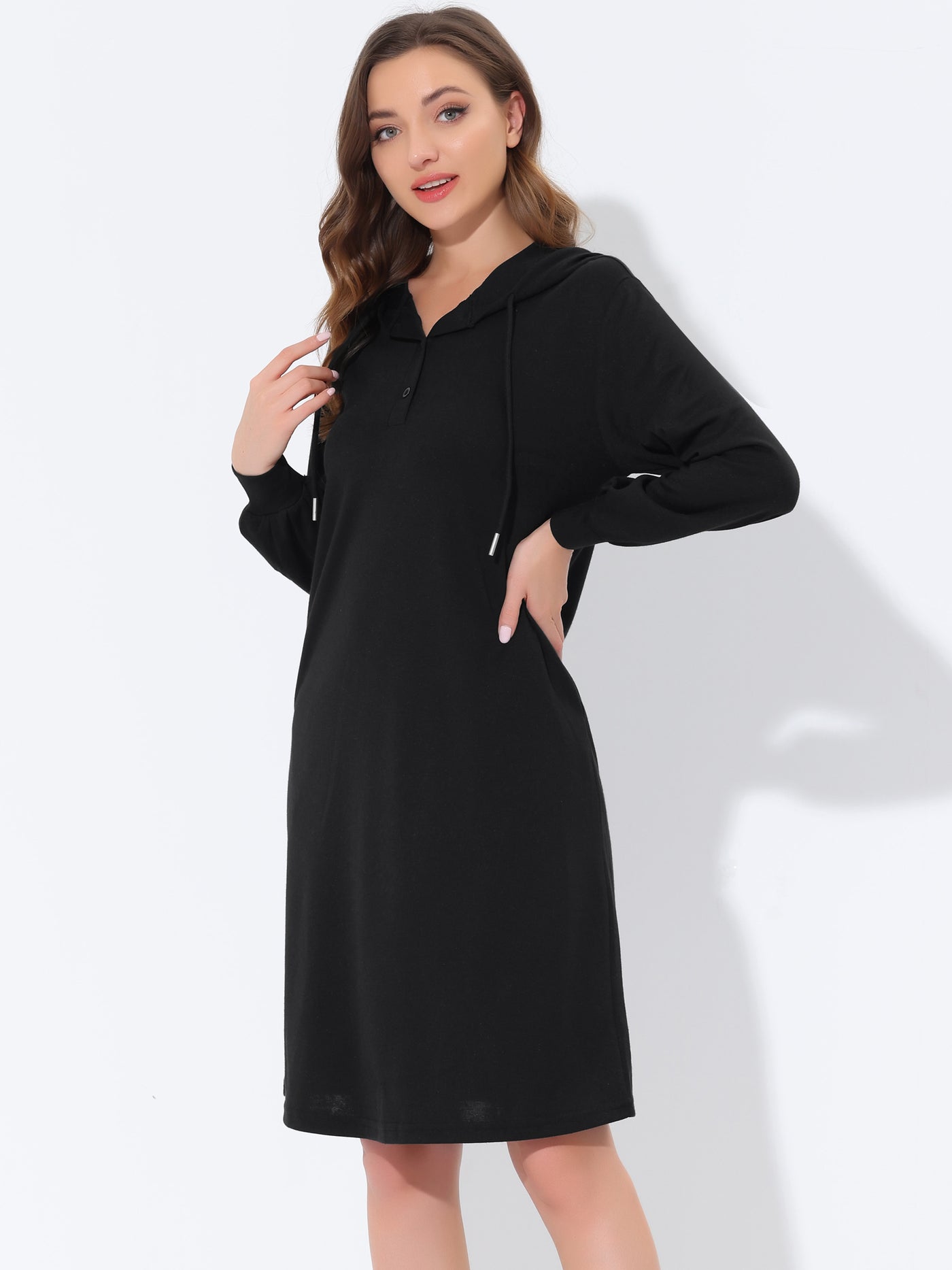 Bublédon Women's Hooded Pockets Dress Lounge Sleepwear Nightgown