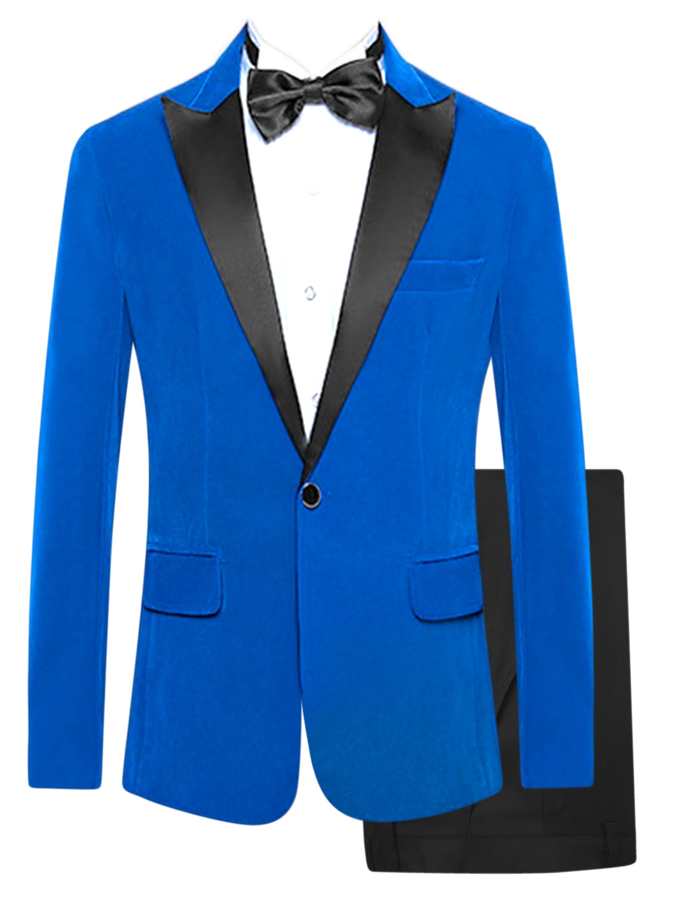 Bublédon Men's 2 Piece Velvet Blazer Suits Peaked Lapel Wedding Dinner Suit Jacket Tuxedo Set with Bow Tie