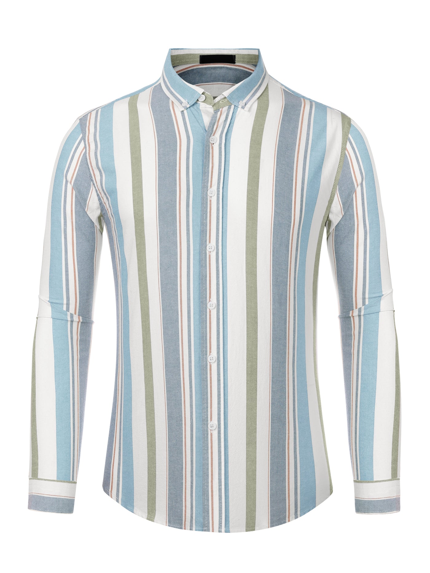 Bublédon Stripe Long Sleeves Button Down Color Block Dress Shirt