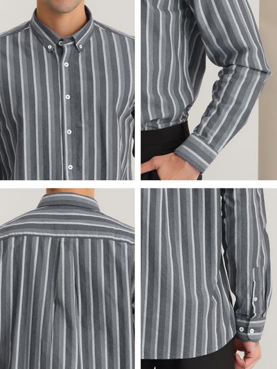 Stripe Long Sleeves Button Down Color Block Dress Shirt