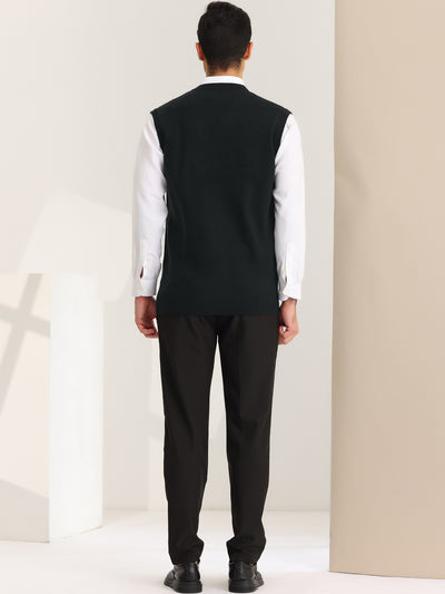 Men's Argyle Vests Sleeveless V Neck Slim Fit Pullover Knitted Sweater