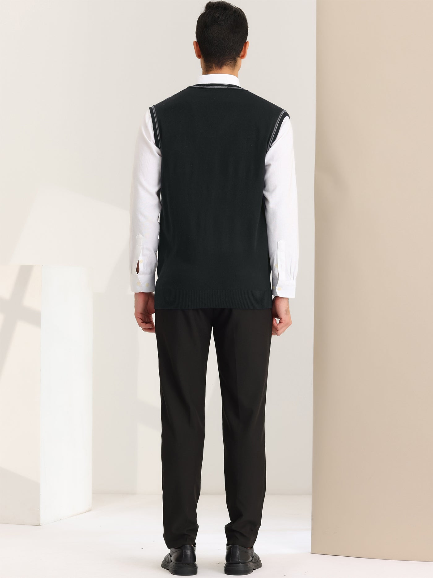 Bublédon Men's Business Slim Fit V Neck Sleeveless Knitted Pullover Sweater Vest