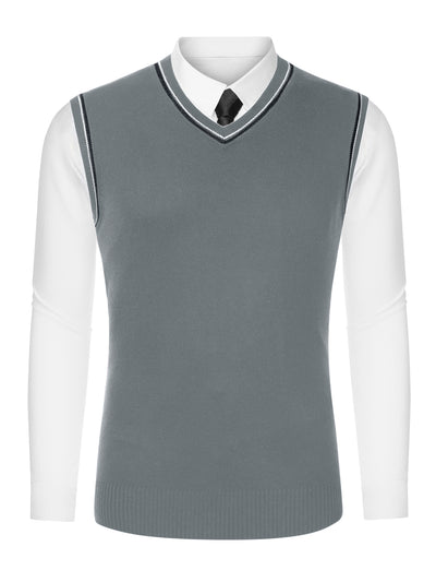 Men's Business Slim Fit V Neck Sleeveless Knitted Pullover Sweater Vest