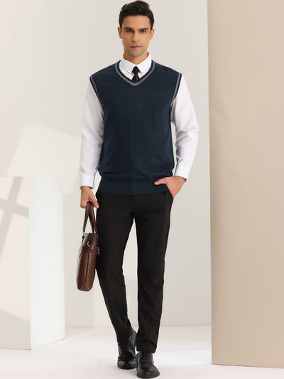 Bublédon Men's Sweater Vest Business Slim Fit V Neck Sleeveless Knitted Pullover Sweater