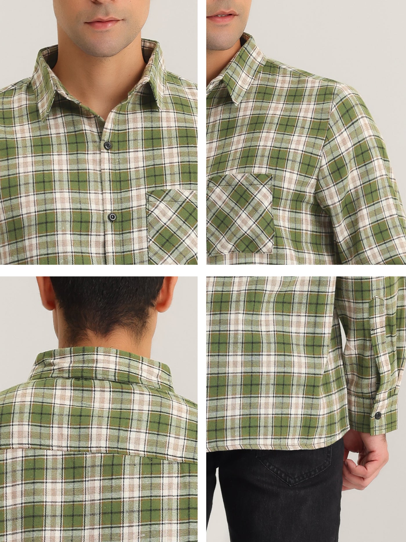 Bublédon Men's Casual Plaid Shirts Regular Fit Button Closure Long Sleeves Checked Shirt