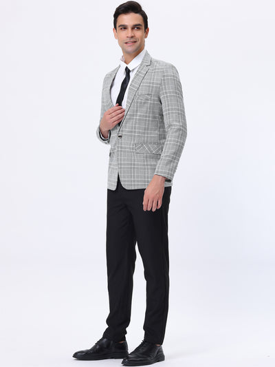 Men's Plaid Dress Blazer One Button Checked Suit Jacket Sports Coat