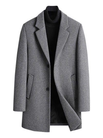 Men's Classic Notched Lapel Single Breasted Winter Long Trench Coat