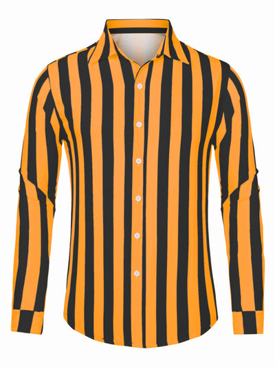 Men's Casual Striped Long Sleeves Button Down Classic Fit Dress Shirts