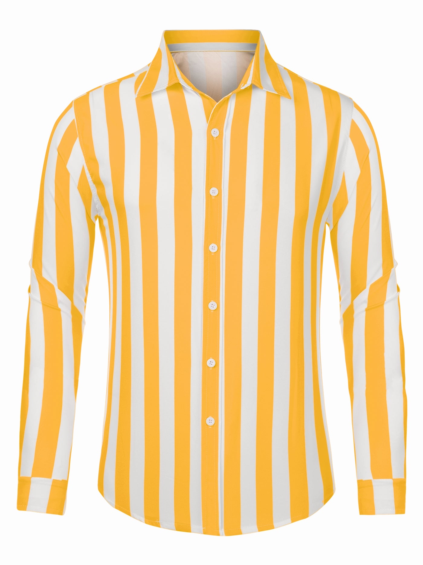 Bublédon Men's Casual Striped Long Sleeves Button Down Classic Fit Dress Shirts