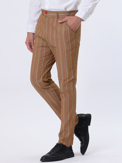 Smart Casual Striped Flat Front Zip Business Pants