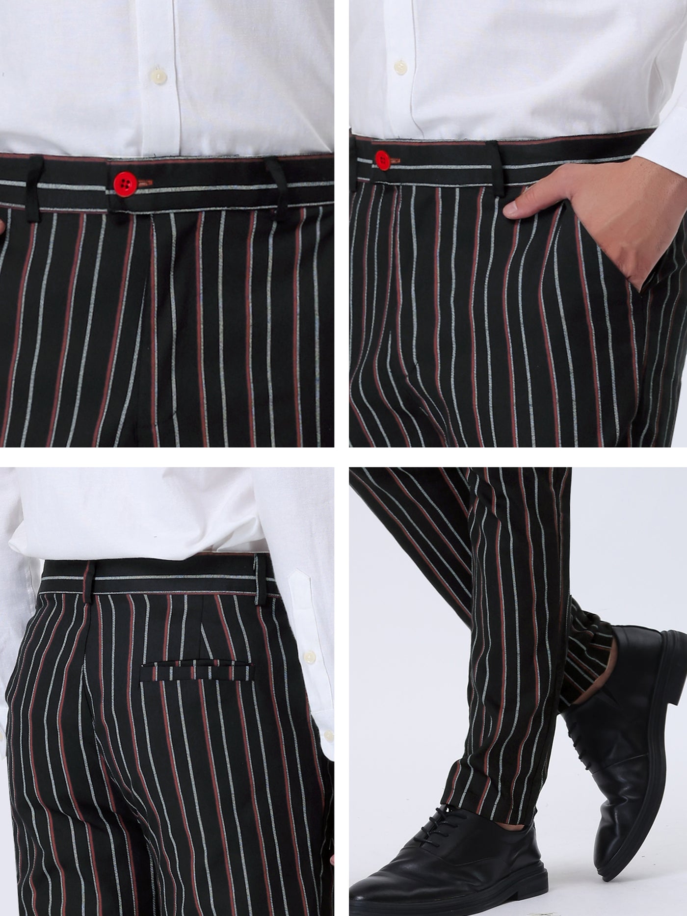 Bublédon Smart Casual Striped Flat Front Zip Business Pants