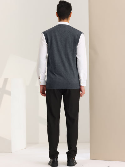 Men's Cable Knitted Slim Fit V-Neck Sleeveless Pullover Sweater Vest