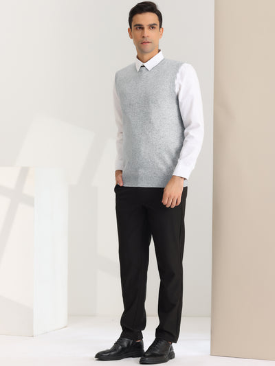 Bublédon Men's Sweater Vest Round Neck Solid Color Sleeveless Knitted Pullover Sweater