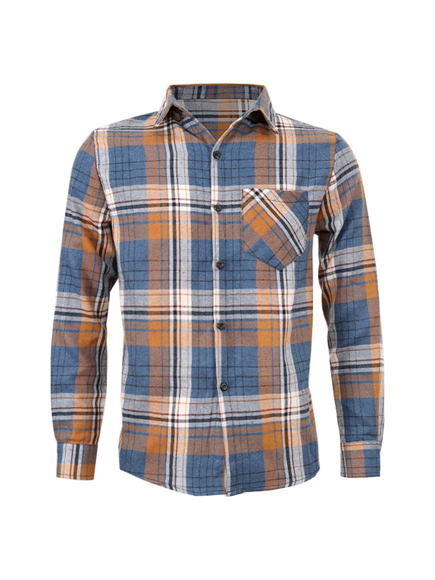 Bublédon Men's Casual Plaid Shirts Regular Fit Button Closure Long Sleeves Checked Shirt