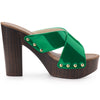 Perphy Criss Cross Strap Platform Block Heel Slipper On Sandals