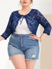 Knit H Line Collarless 3/4 Sleeve Bolero