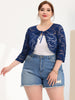 Knit H Line Collarless 3/4 Sleeve Bolero