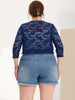 Knit H Line Collarless 3/4 Sleeve Bolero
