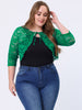 Knit H Line Collarless 3/4 Sleeve Bolero