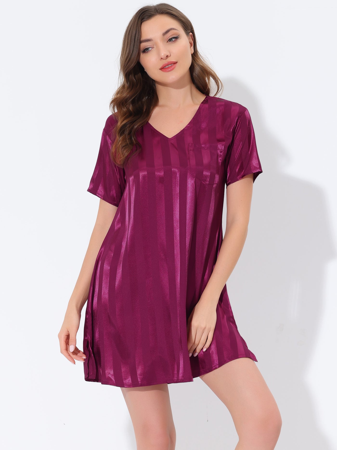Bublédon Women's Satin Nightshirt Lounge Sleepwear Nightgown