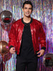 Metallic Zip Up Disco Party Shiny Varsity Bomber Jacket