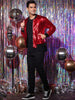 Metallic Zip Up Disco Party Shiny Varsity Bomber Jacket