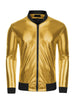 Metallic Zip Up Disco Party Shiny Varsity Bomber Jacket