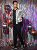 Metallic Zip Up Disco Party Shiny Varsity Bomber Jacket