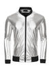 Metallic Zip Up Disco Party Shiny Varsity Bomber Jacket