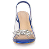 Perphy Clear Slingback Rhinestone Peep Toe Block Heels Sandals