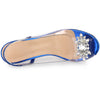 Perphy Clear Slingback Rhinestone Peep Toe Block Heels Sandals