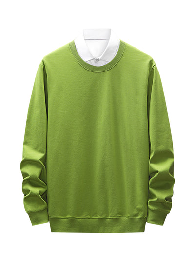 Men's Classic Sweatshirt Crew Neck Regular Fit Long Sleeves Solid Basic Pullover