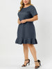 Basic Solid Short Sleeve Ruffle Hem Plus Size Dress