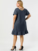 Basic Solid Short Sleeve Ruffle Hem Plus Size Dress