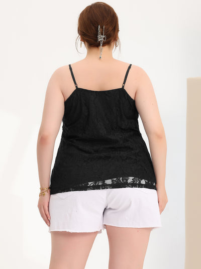 Plus Size Cami Lace Adjustable Strap Elegant Camisole Tops
