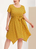 Polka Dot Round Neck Short Sleeve Plus Size Dress