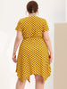Polka Dot Round Neck Short Sleeve Plus Size Dress