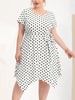 Polka Dot Round Neck Short Sleeve Plus Size Dress
