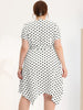 Polka Dot Round Neck Short Sleeve Plus Size Dress