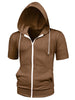 Lightweight Solid Color Zip Up Short Sleeve Hoodies