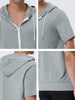 Lightweight Solid Color Zip Up Short Sleeve Hoodies